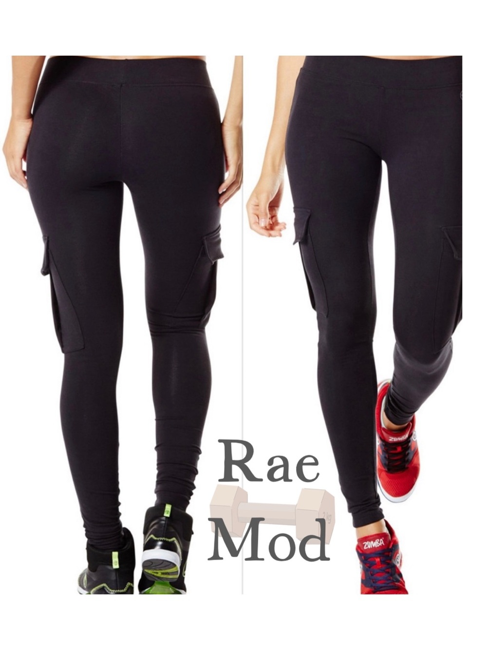 Rae Mode Black Cargo Leggings Buttery Soft Size Large Athleisure